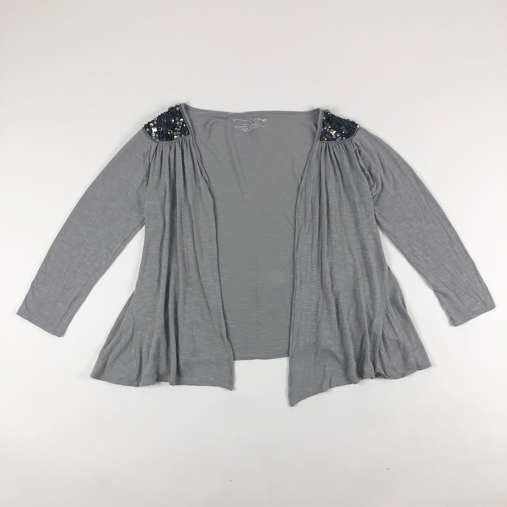RXB Beaded Shoulder Flyaway Drape Jacket
